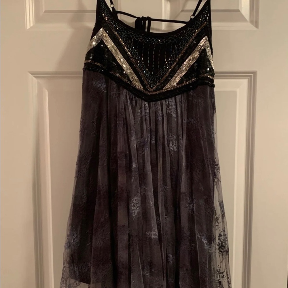Beaded Lace Mini Party Dress